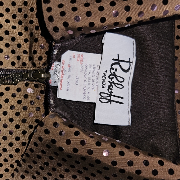 Joseph Ribkoff Tan and Brown Sequin Bomber Jacket - Picture 2 of 6